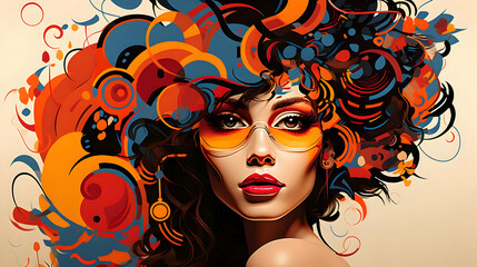 Abstract Woman with Colorful Patterns