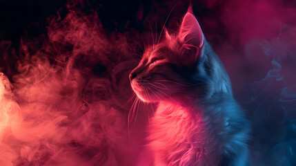 Canvas Print - Cat in Neon Smoke