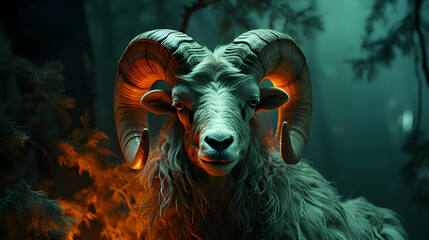 Canvas Print - Mystical Ram in the Forest