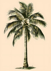 Wall Mural - Palm tree tropical illustration vintage style