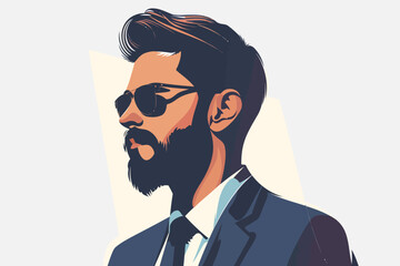 Portrait of a fashionable man in business suit Retro isolated vector style