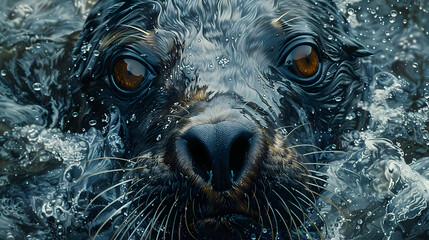 Poster - Seal Close-Up in Water