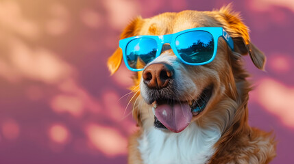 The dog in blue sunglasses