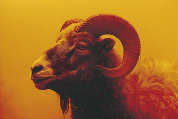 Wall Mural - Ram Portrait in Golden Light