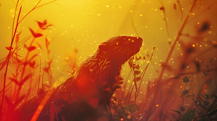 Canvas Print - Otter in Golden Light