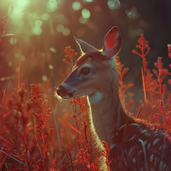 Wall Mural - Fawn in the Sunset