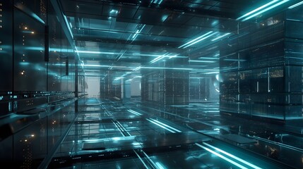 Wall Mural - 44. A futuristic AI system controlling a massive, intricate data center