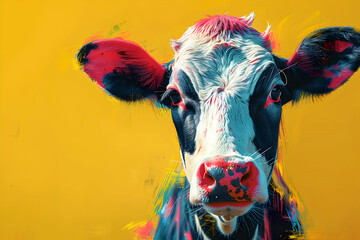 Wall Mural - Colorful Cow Portrait