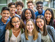 © Adisorn - Group of multi ethnic students friends smiling to camera in high school