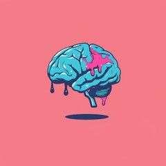 Stylized brain floating with dynamic elements