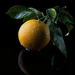 Wall Mural - Mystic photo of Bergamot Orange, isolated on black background