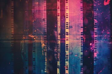 Wall Mural - A detailed view of a film strip with individual frames visible