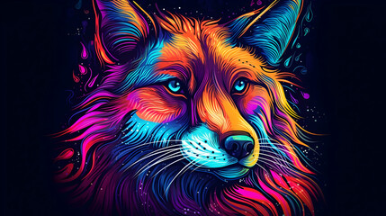 Canvas Print - Neon Fox Art