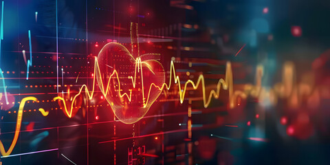 Poster - Visualize Hearts Electrical Activity Over Time Period Update Cardiogram Banner. Concept Cardiogram Visualization, Heart's Electrical Activity, Time Period, Banner Design, Update Cardiology