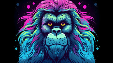 Wall Mural - Neon Gorilla Art