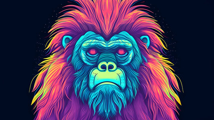 Canvas Print - Neon Gorilla Portrait