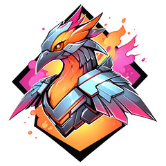 Sticker - A bird with a metallic body and orange feathers