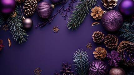 Poster - Christmas decor on violet backdrop