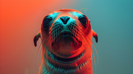 Sticker - Sea Lion in Neon Lights