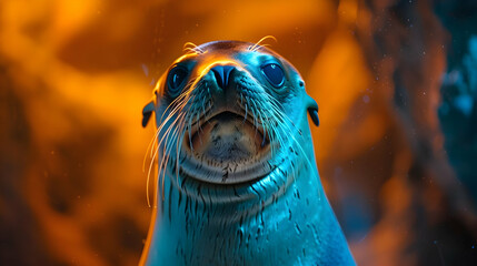 Sticker - Sea Lion Portrait: Close-Up of a Curious Sea Lion