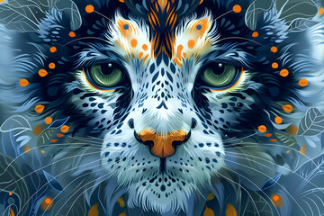 Poster - Blue & Orange Leopard