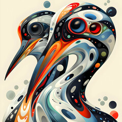 Canvas Print - Abstract Bird Art: Colorful & Swirling