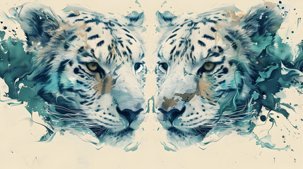 Canvas Print - White Tiger Watercolor Art