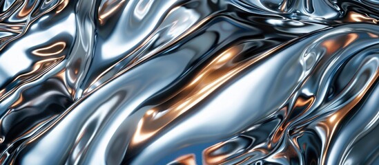 Wall Mural - Abstract Metallic Surface with Fluid, Dynamic Curves