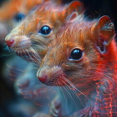 Sticker - Close-up of Red Rats with Abstract Background