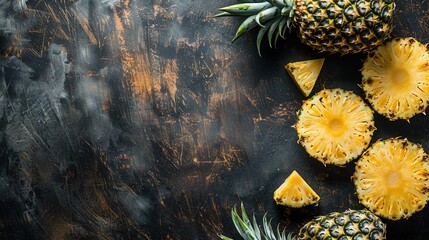 Wall Mural - Fresh pineapple slice cut