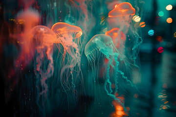 Wall Mural - Jellyfish Glow in the Dark