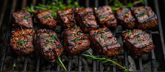 Sticker - Grilled Steak on a Barbecue Grill