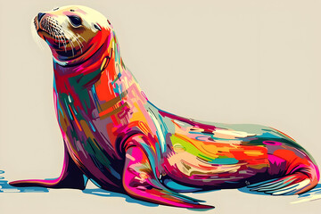 Sticker - Colorful Seal Art