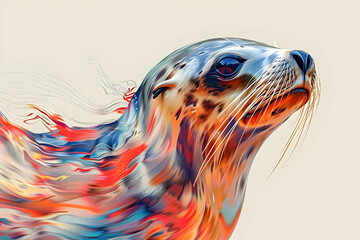 Canvas Print - Abstract Seal with Colorful Swirls