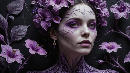 Wall Mural - Purple Flower Crown Woman.