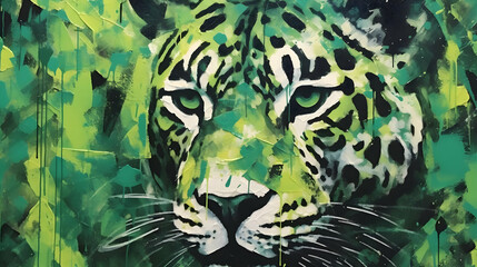 Poster - Green Jaguar Portrait