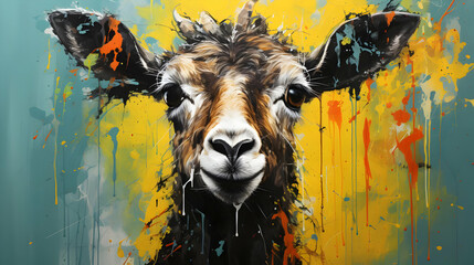 Canvas Print - Smiling Goat Painting