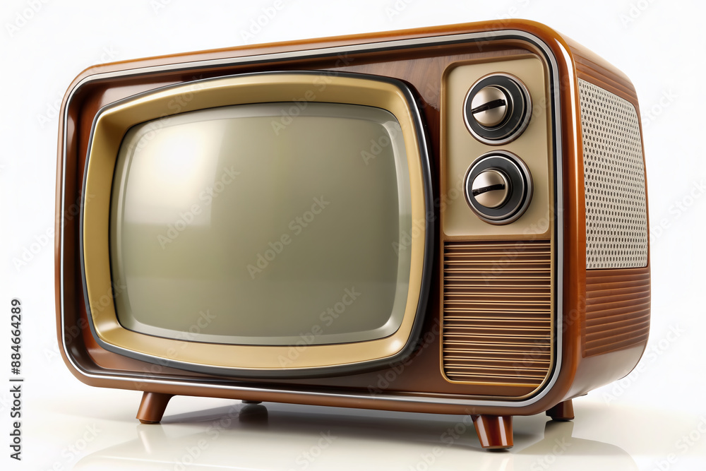 Retro style cathode ray tube television with rounded corners and bulky ...