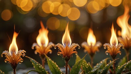 Wall Mural - Golden Flames in Bloom.