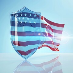 Wall Mural - USA flag with shield concept 