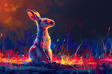 Sticker - Colorful Rabbit in Grass