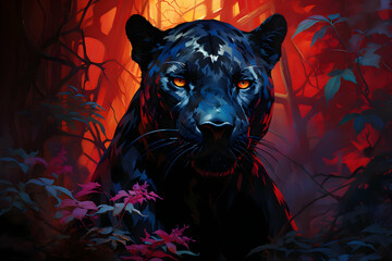 Wall Mural - Black Panther in the Jungle