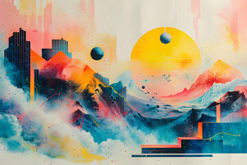 Poster - Abstract Colorful Landscape Painting