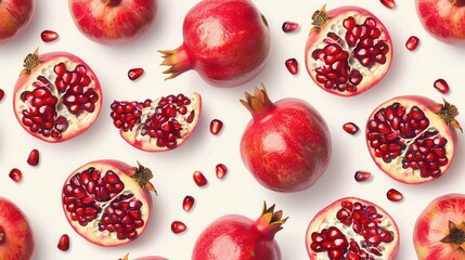 Seamless repetitive pattern background of pomegranate