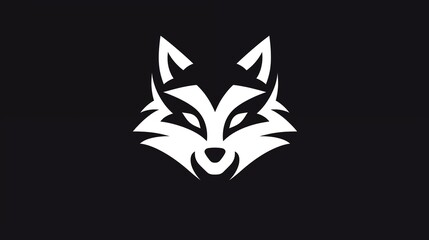 Wall Mural - Stylized Silhouette of a Wolf's Head as a Monochrome Logo