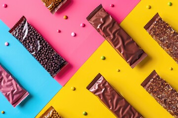 Sticker - A colorful arrangement of various chocolate bars