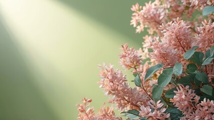 Poster - Pink Flowers with Green Leaves in Sunlight.