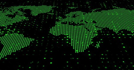 Leinwandbilder - Grid, connectivity and digital map of world for future technology, cyber infrastructure and iot on black background. Information, communication and global network for internet data on dark wallpaper.