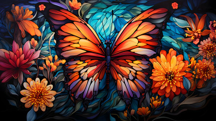 Wall Mural - Stained Glass Butterfly