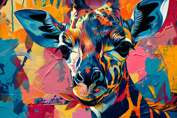 Wall Mural - Colorful Giraffe Painting